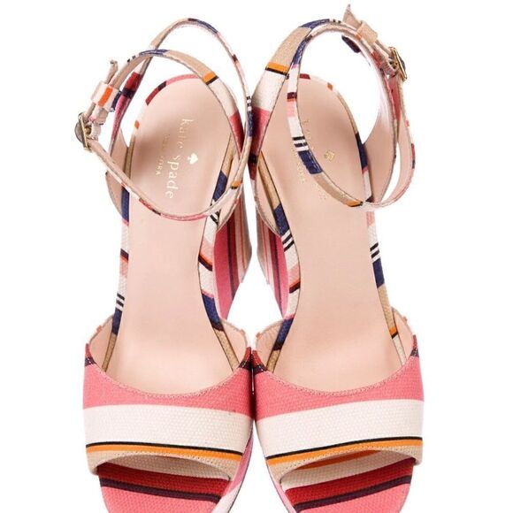 NWOT Adorable kate spade new york Striped Wedge Sandals - Picture 3 of 5
